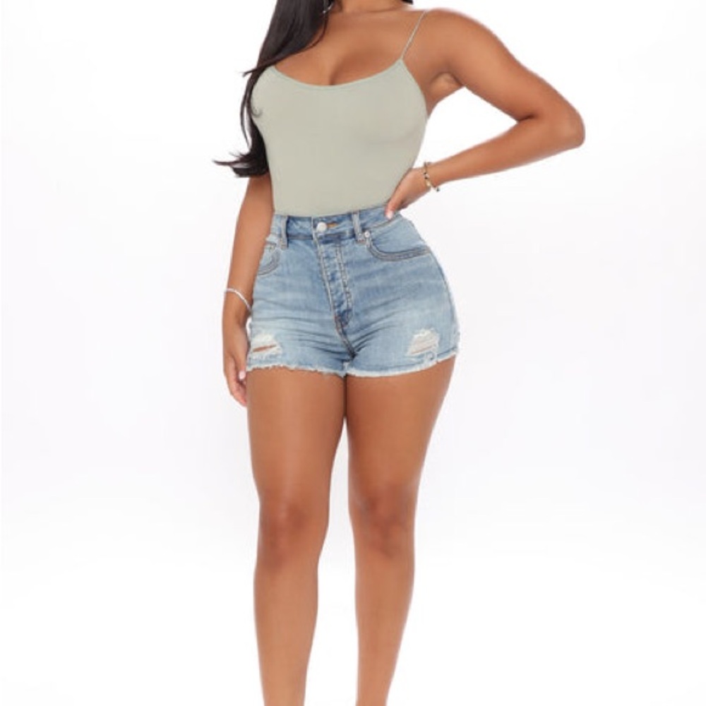 Distressed Denim Shorts - Medium Wash